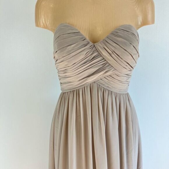 Bill Levkoff Strapless Maxi Dress Gown Prom Bridesmaid Formal Neutral Grey Tan 4 - Picture 4 of 15